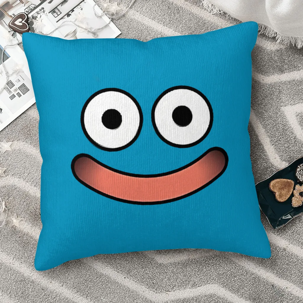 Dragon Quest Slime Face  Polyester Cushion Cover For Livingroom Garden Decorative Reusable Coussincase