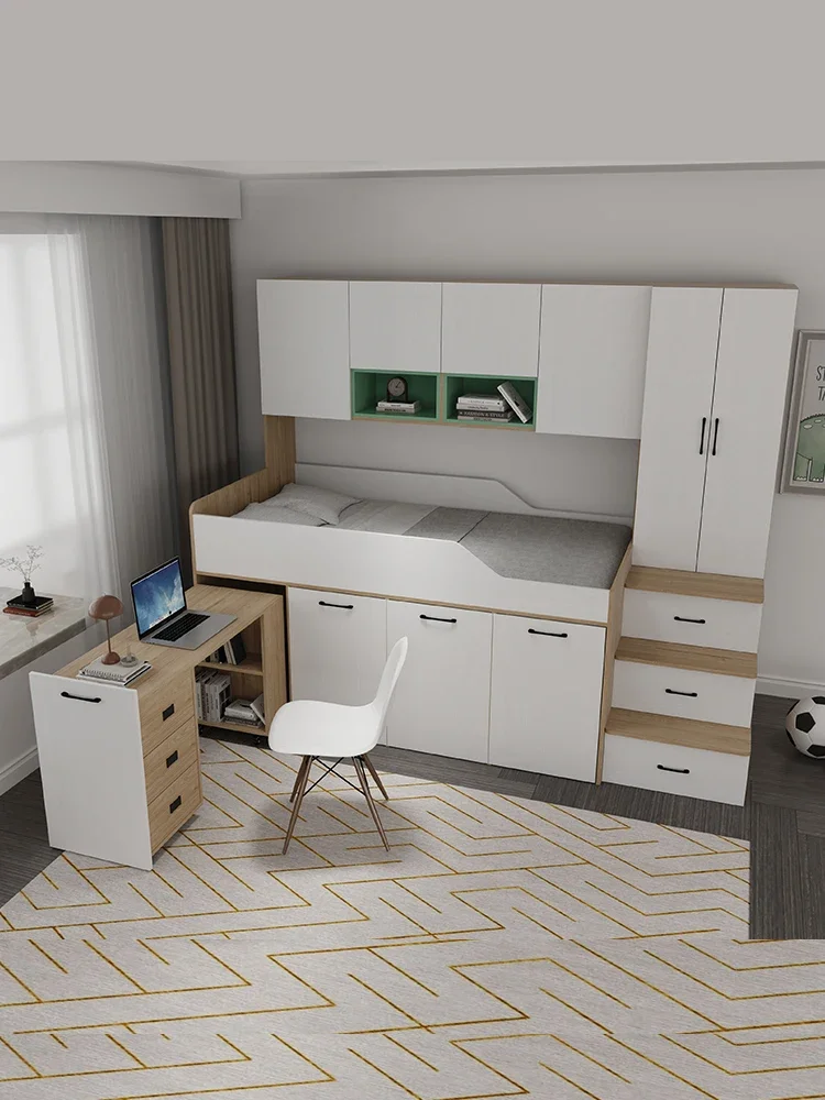 Small apartment small bedroom desk integrated combination multi-functional half height