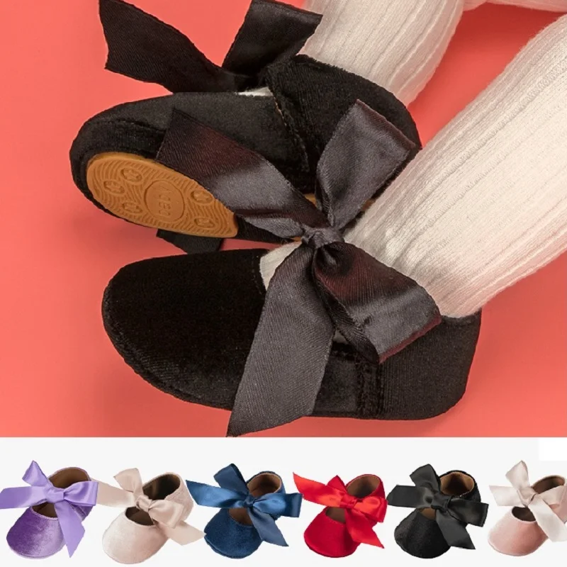 

0-18M Newborn Infant Baby Girls Shoes with Non-Slip Soft Rubber Sole Toddler First Walkers Princess Dress Booties