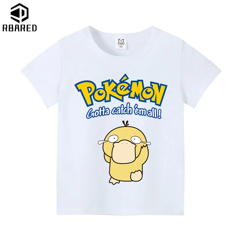 Pokémon 100% Cotton Children's -shir T Shirt Girls 2024 Kids Spring Clothes High Child Pikmin Tops Short Sleeve Stumble Guys