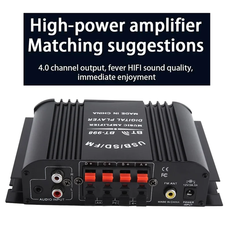 -MEOF مضخم صوت بلوتوث HIFI 4-قناة صوت رقمي أمبير راديو FM MP3 يدعم USB SD RCA نظام الصوت المنزلي، متين EU P