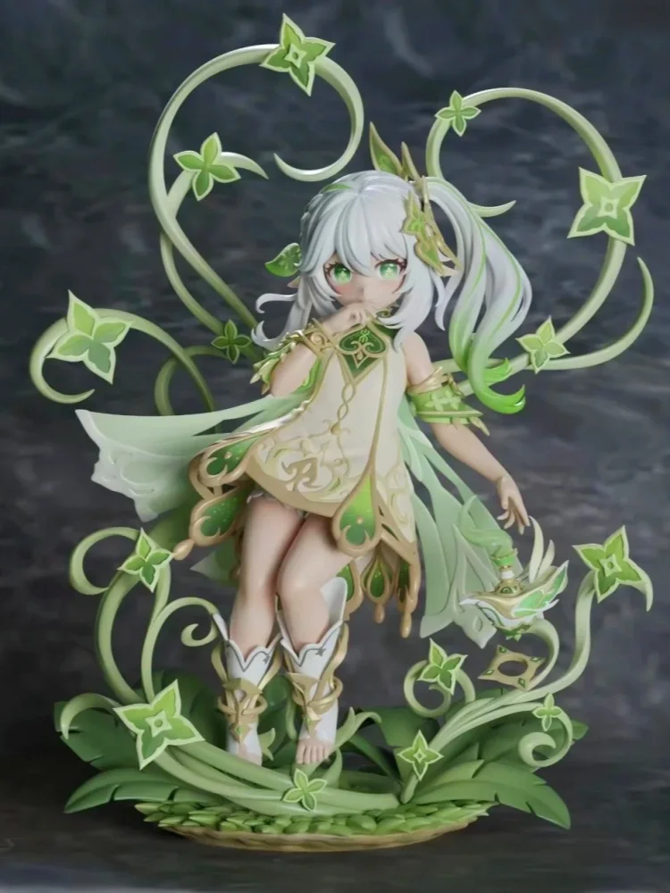 A handmade, kawaii Genshin Impact Nariṣṭa Grass God PVC figure.  A collectible toy statue, perfect as a birthday gift.