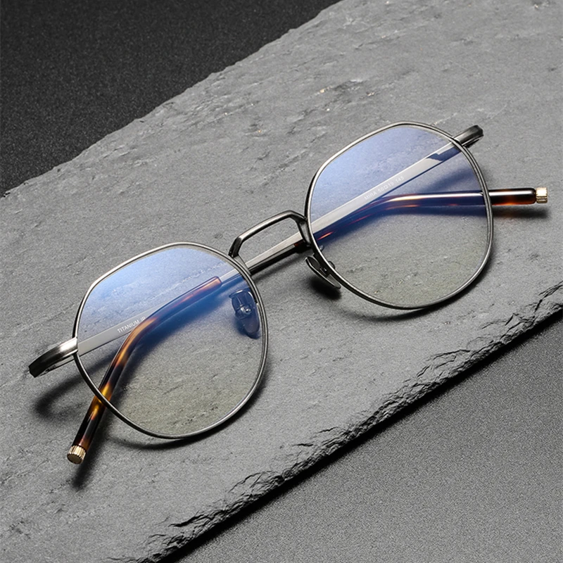 Japanese Handmade Titanium Glasses Frame for Men Vintage Polygon Round Optical Eyeglasses Women Classic Brand Design Spectacles