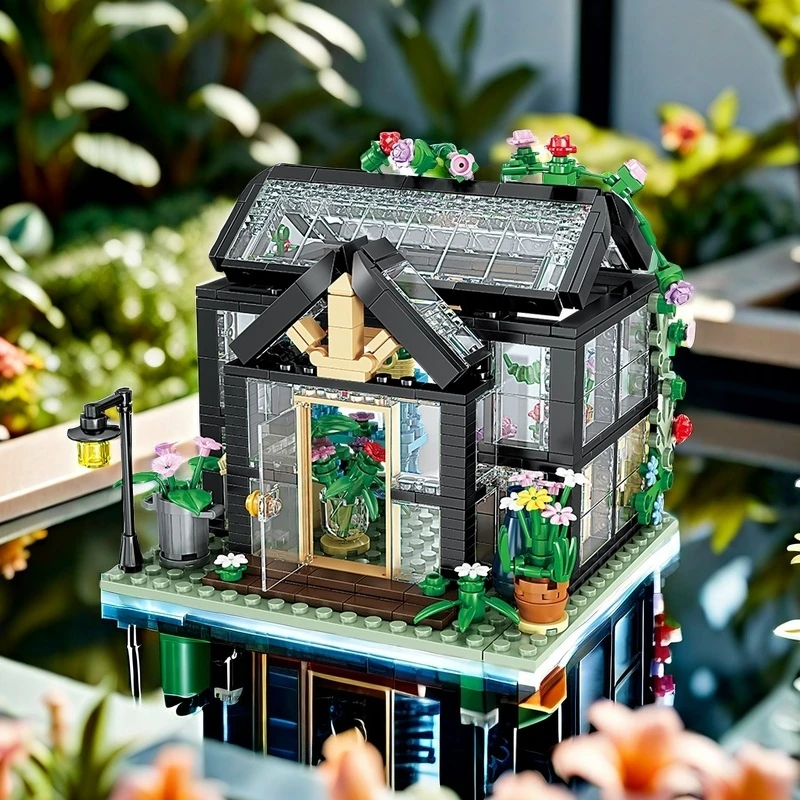 

Flower House Building Block Set City Street House Flower Shop Building Block Transparent Bricks Toy Gift for Children or Girls
