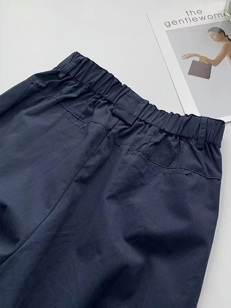 فضفاض واسعة الساق القطن عارضة السراويل النسائية الصيف الكورية Sle عالية الخصر الأزرق Waed عارضة السراويل تنوعا زائد الحجم