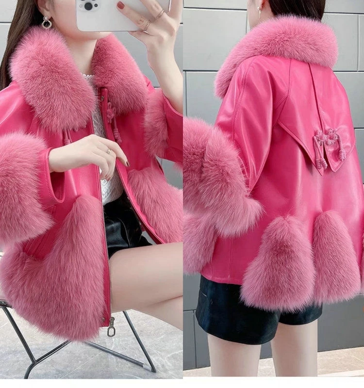 Jackets for Women Winter Fashion Goddess Environmental Protection Fur Coat High-End Washed Leather and Fur Leather Jacket