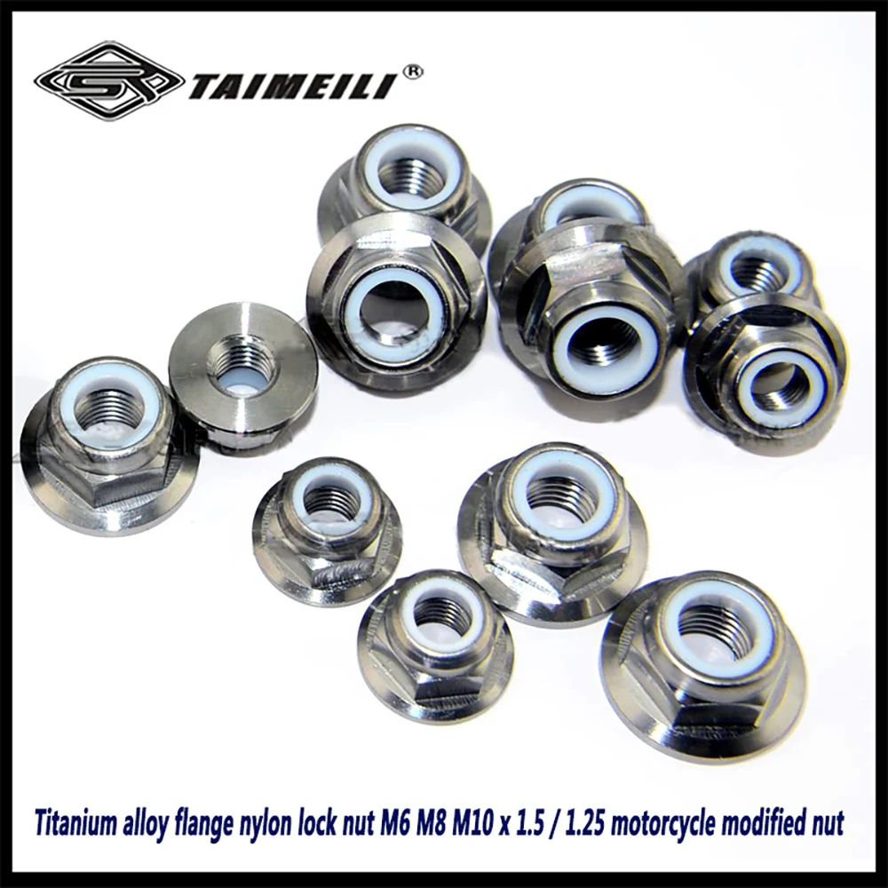 Flanschmutter aus Titanlegierung mit Nylon-Sicherungsmutter M6 M8 M10 X 1,5 / 1,25 Motorrad-Modifikationsmutter – Detail 3
