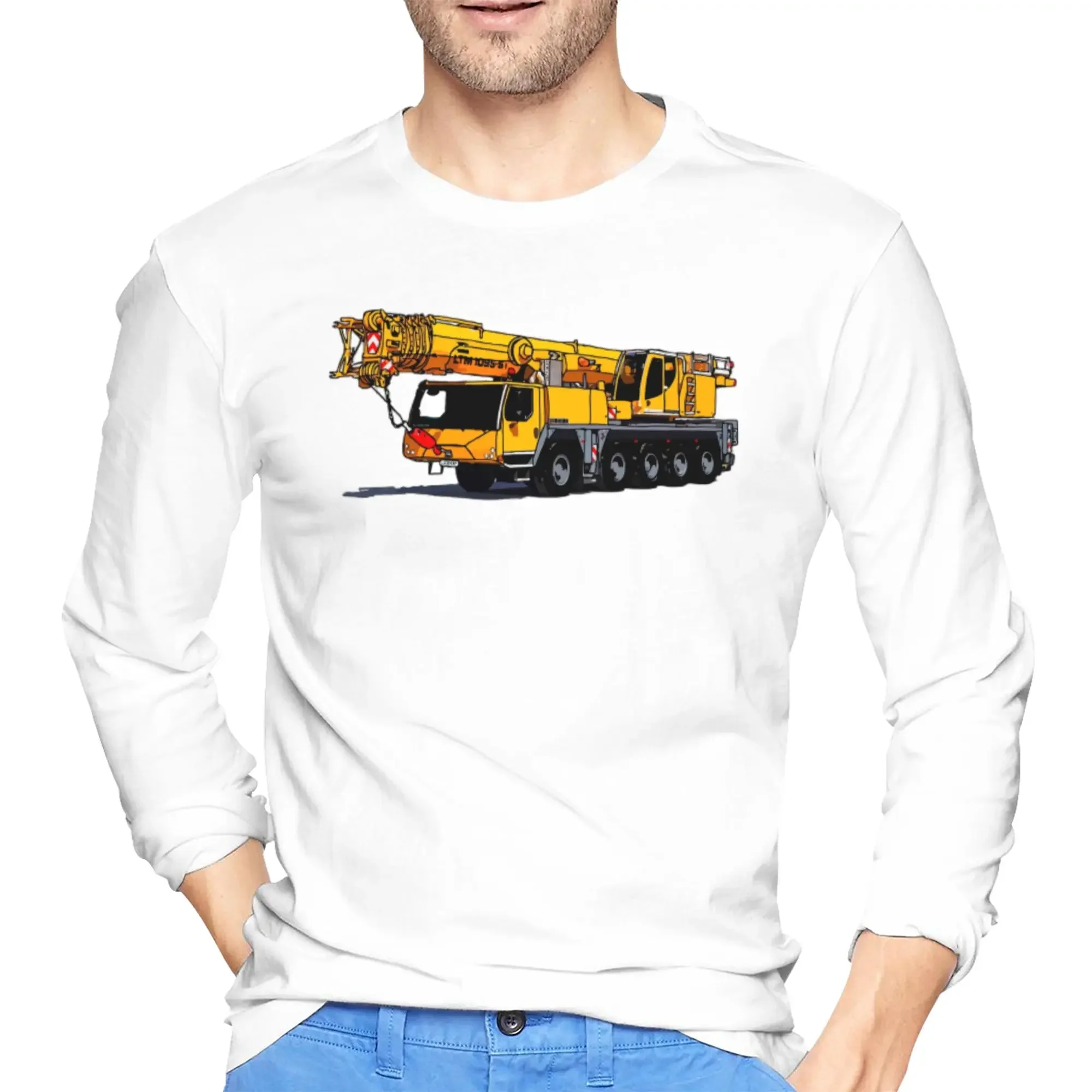 

Liebherr Heavy Crane Мужская футболка с длинными рукавами Повседневные футболки с круглым вырезом Весенние и осенние мужские топы