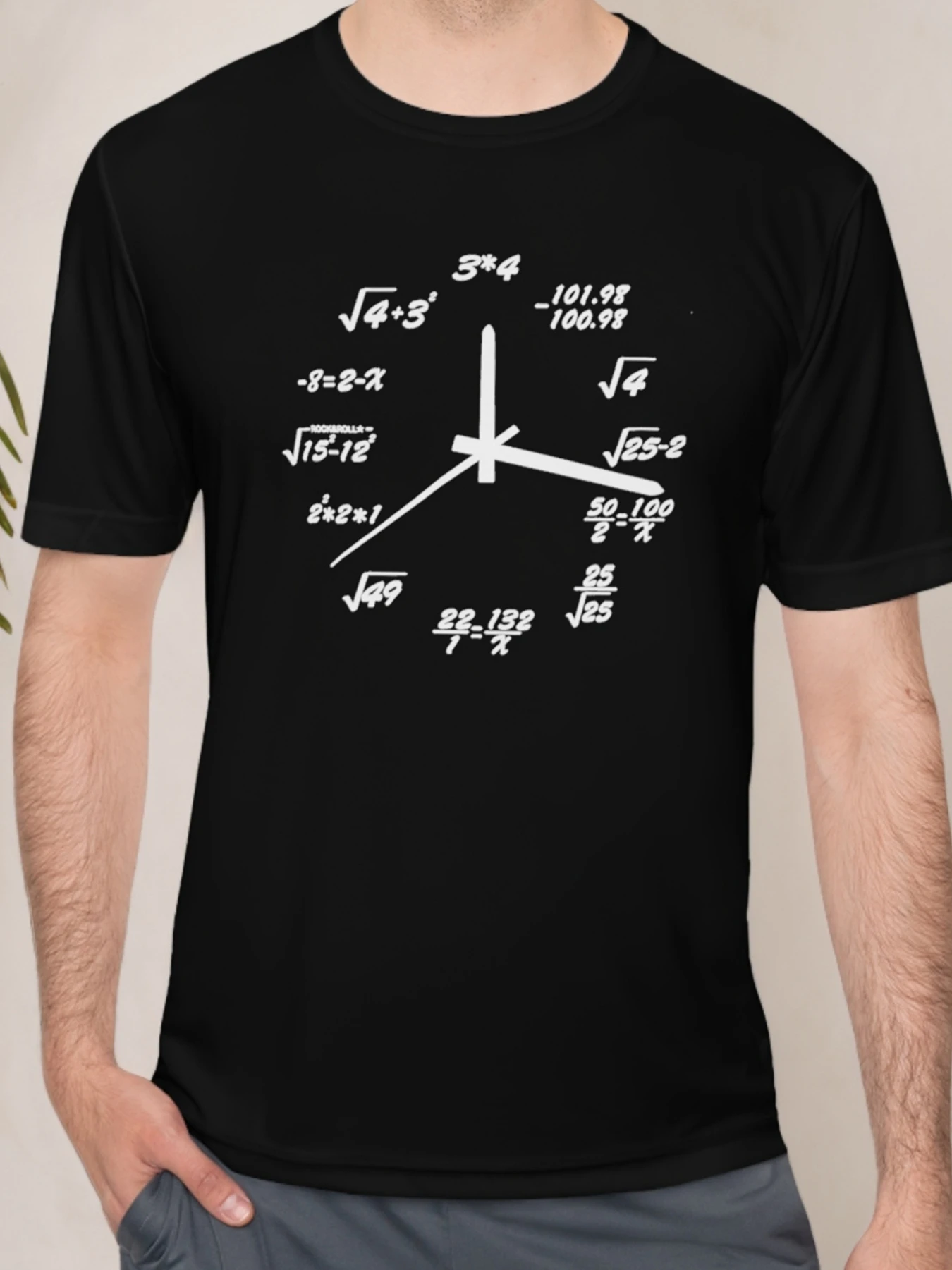

Men's Novelty Math-Themed Cotton T-Shirt, Crew Neck, Short Sleeve, Casual Knit Fabric Top with Formula Design