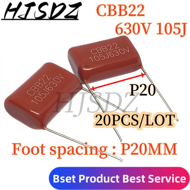 20 шт./лот CBB22 конденсатор 630V105J шаг 20 мм металлопленочный конденсатор 105J630V 20 шт./лот CBB22 конденсатор 630V105J шаг 20 мм металлопленочный конденсатор 105J630V