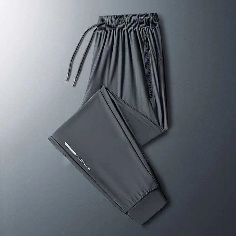 2024 Men\'s Versatile Stretch Quick Drying Pants Zipper Pocket Designer Casual Trousers Breathable Outdoor Joggers Summer Pants