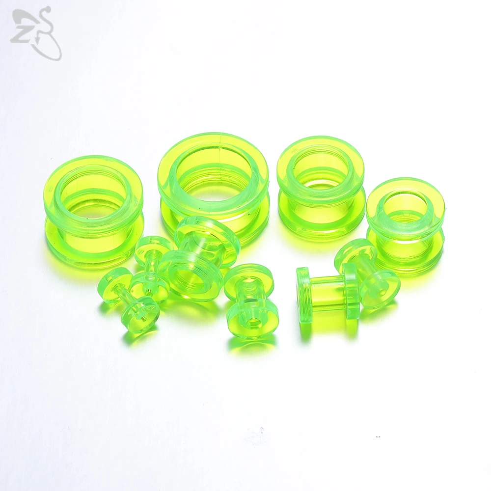 ZS 1 Pair Colored Acrylic Ear Plug And Tunnel Clear Green Black Ear Gauges 2-16MM Screw Ear Expander Sterchers Piercing Jewelry