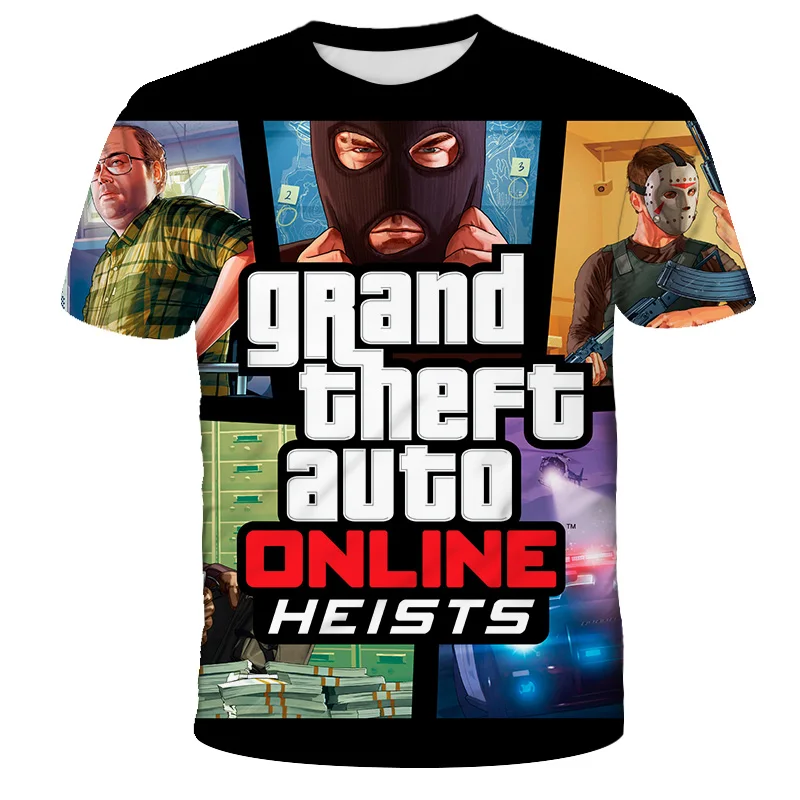 2022 3D Printing Grand Theft Auto Game Gta 4/5 Printed T shirts Short Sleeve Tshirt Children\'s Clothing Top T-shirt GTA5 Kids