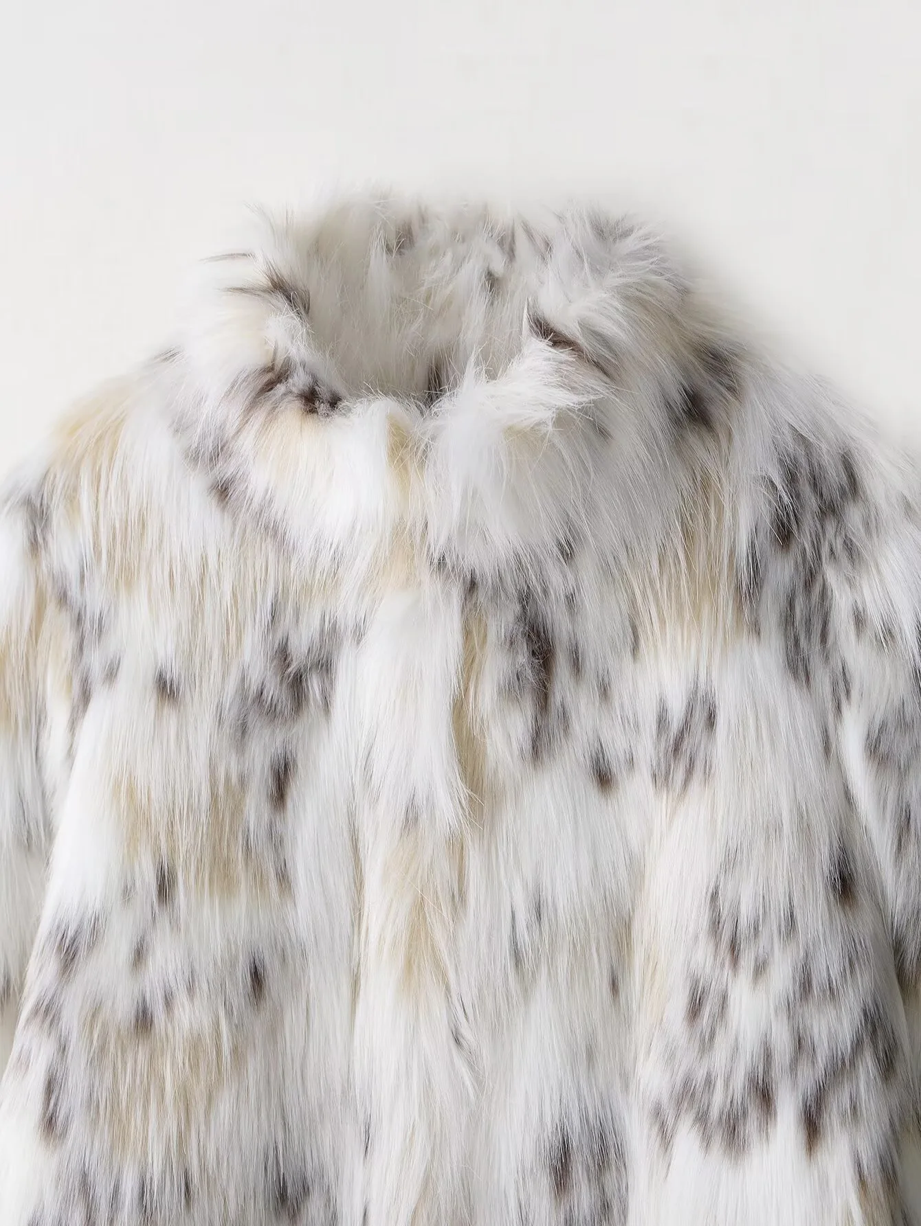 سترة نسائية دافئة غير رسمية للخريف والشتاء موضة شارع العليا مطبوعة متدرجة معطف فرو صناعي بأكمام طويلة وياقة مقلوبة ملابس خارجية #5