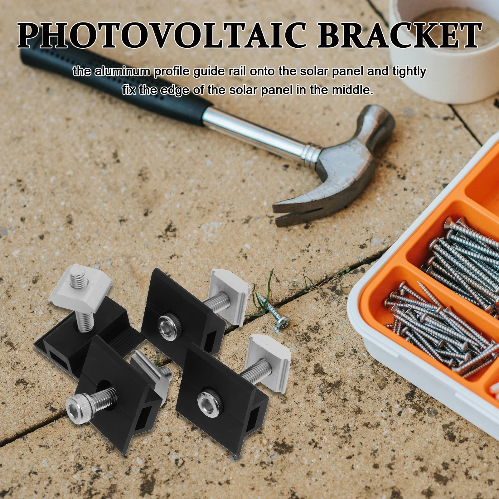 

4Pcs Solar Panel Middle Clamp Adjustable Mounting Hardware for Solar Roof Mount Kit on Balcony Cabin Vehicle Flat Tile Seam