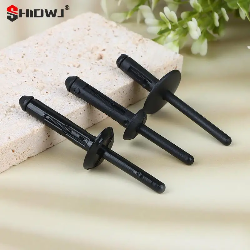 10Pcs Black Plastic Rivet Clip Retainer Fastener Blind Rivets Head Break Mandrel Blind Nail Rivets For Auto Accessories