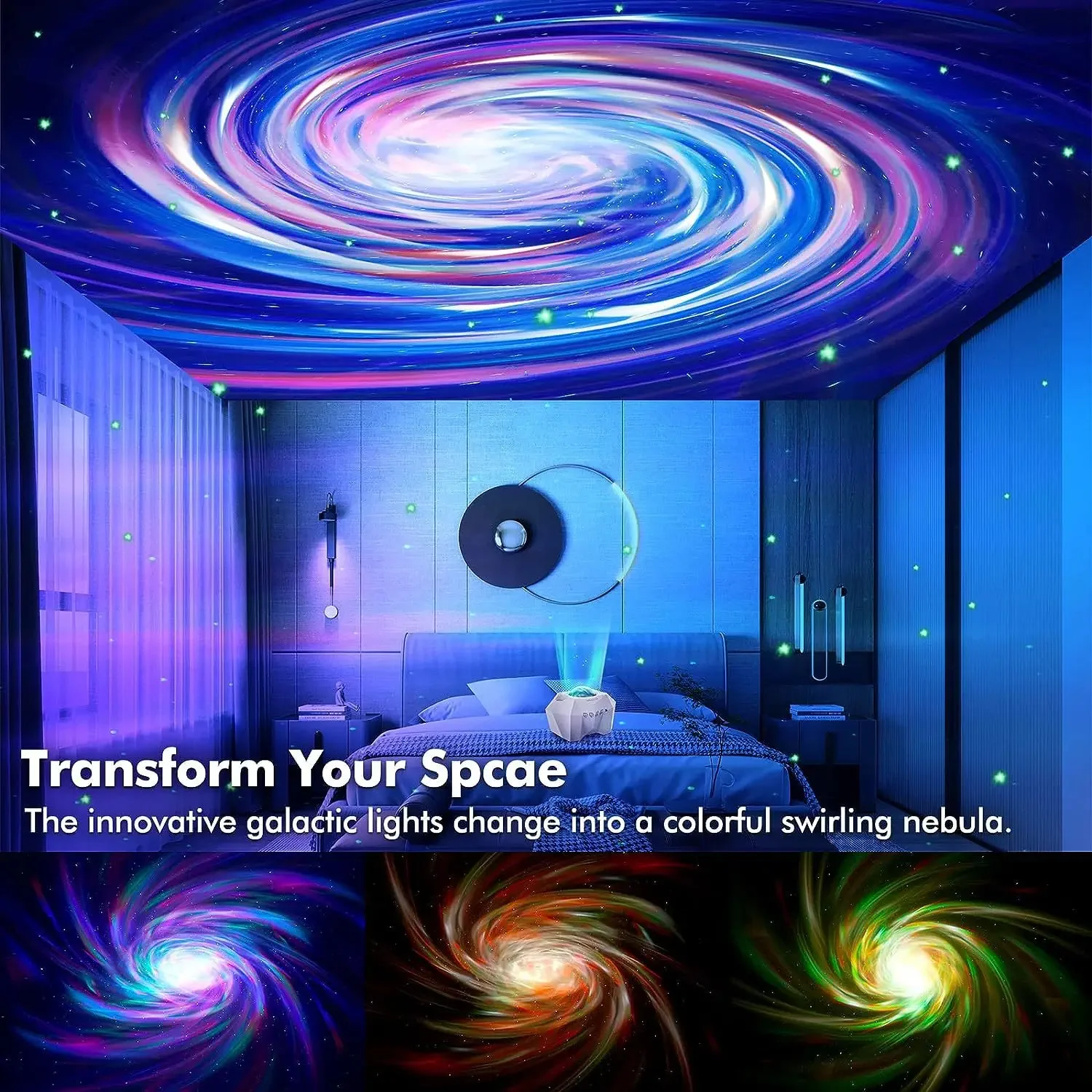 Aurora Star River Light Projector Galaxy Night Lights with Moon Bluetooth Music Speaker for Kids Room Decor Atomosphere Lamps