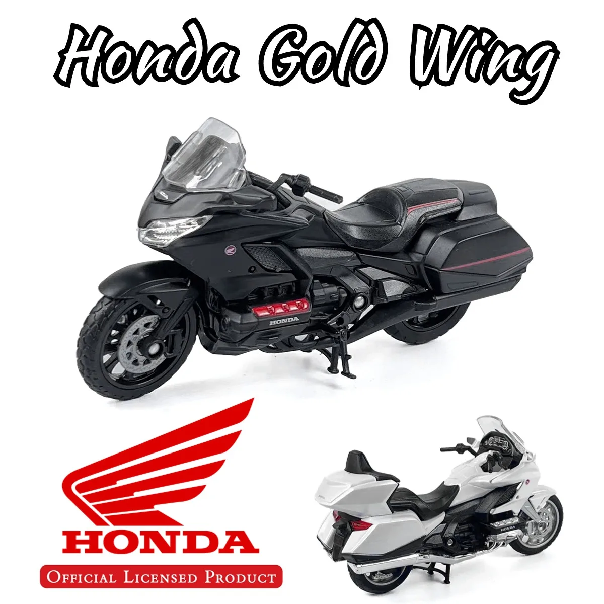 

Модель мотоцикла Honda Gold Wing в масштабе 1:18, Реплика литых под давлением миниатюрных автомобилей для дома и офиса, интерьерный декор, рождественский подарок, игрушка для мальчика