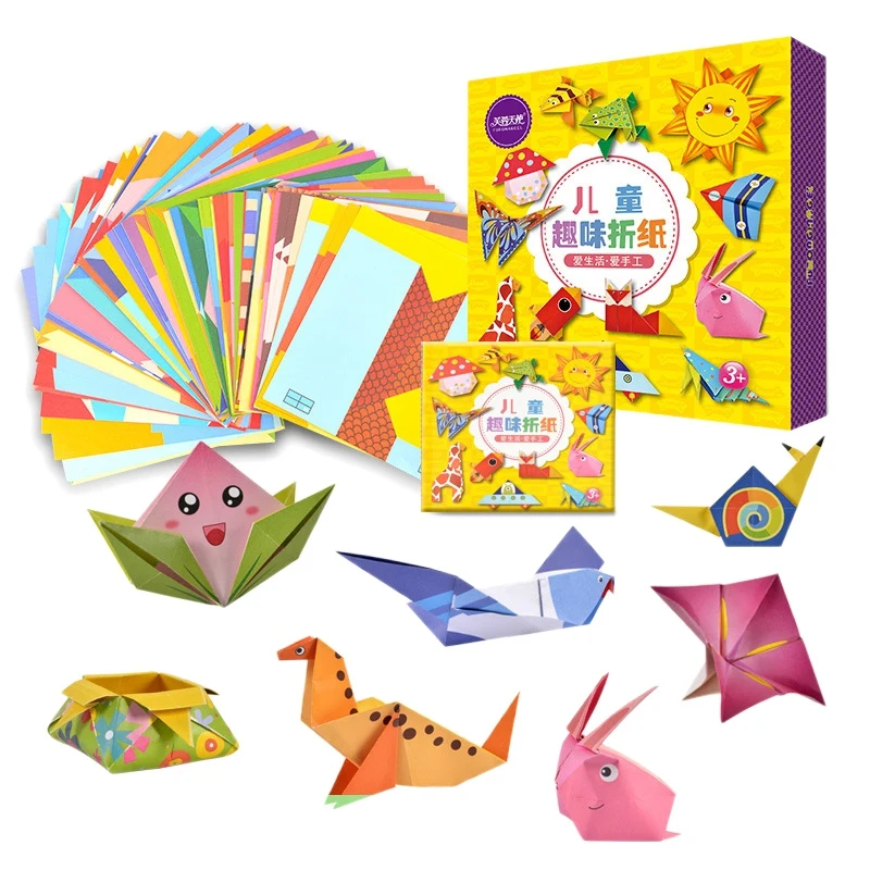 108 Pcs Cartoon Origami Book Paper Arts and Craft DIY Handmade 3D Puzzle Animal Crafts for Kids Educational Child Toy