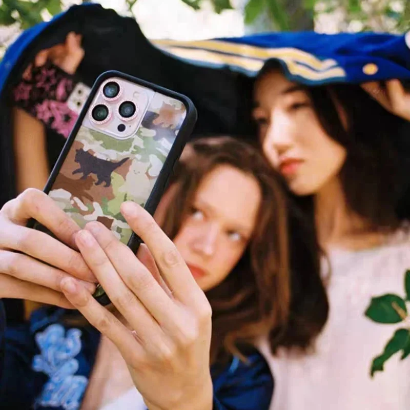 Wildflower التمويه هريرة كامو الشؤون العسكرية المضادة للسقوط جراب هاتف آيفون 12 13 14 15 16 برو ماكس wf غطاء ناعم الحواف