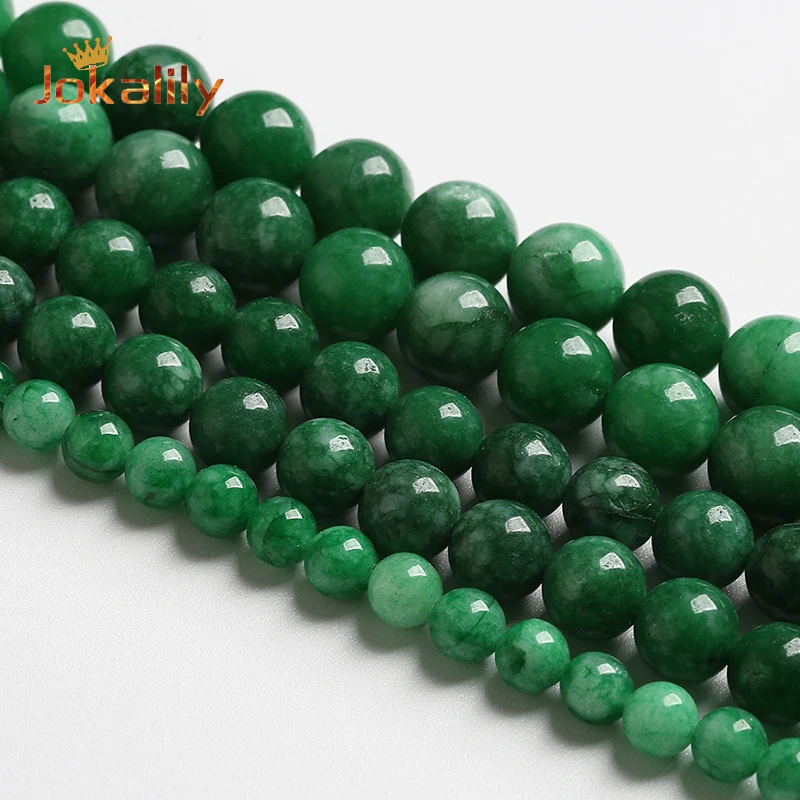 

Natural Chinese Green Cloud Jades Chalcedony Beads Round Loose Beads For Jewelry Making DIY Bracelets Necklace 15" 4 6 8 10 12mm