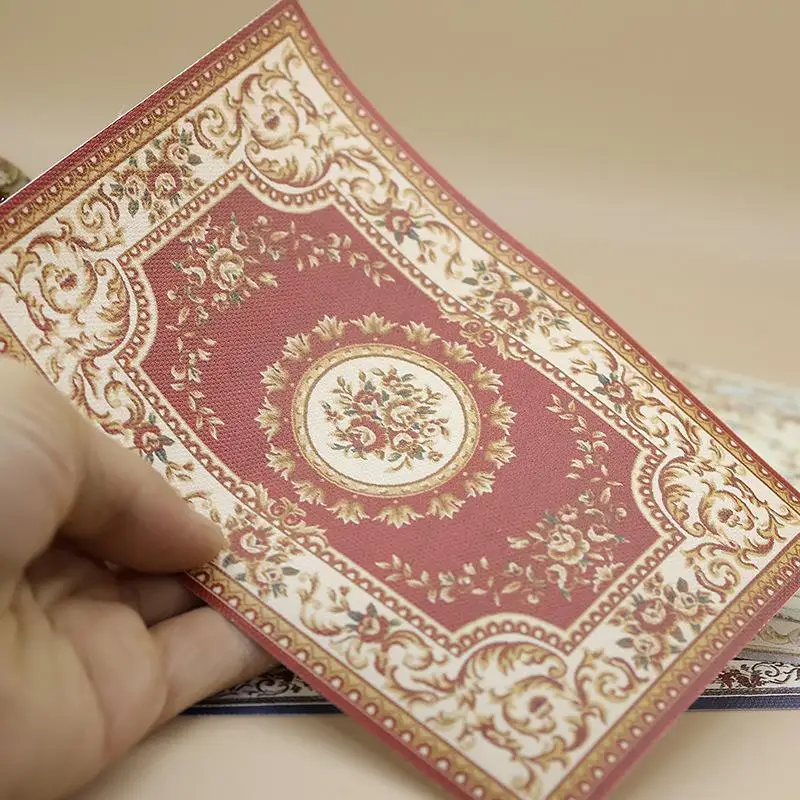 

1/4Pcs 1:12 Dollhouse Miniature Antique Style Carpet Home Furniture Decor Toy Mini Retro Floor Mat Doll House Accessories