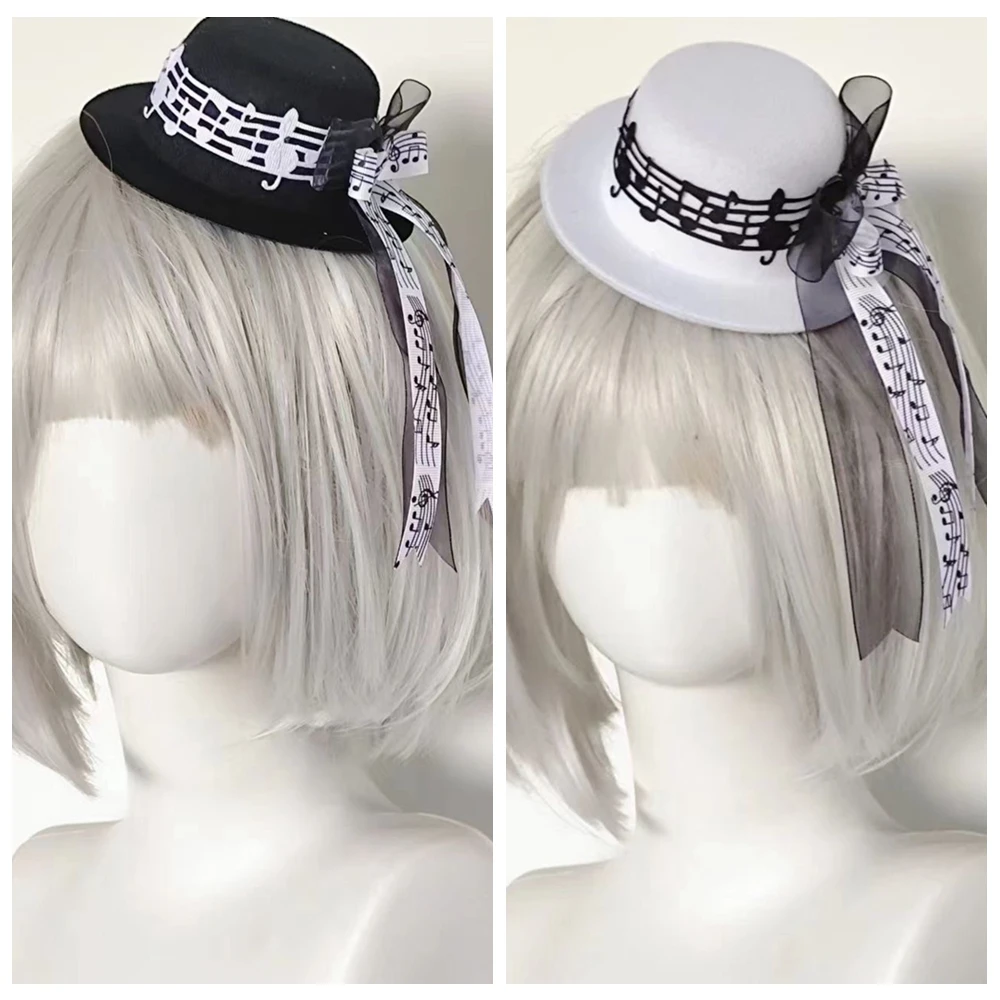 

Original Handmade Subculture Bow Top Hat Cute Musical Note Mini Hat YWK Lolita Hair Headwear Accessory