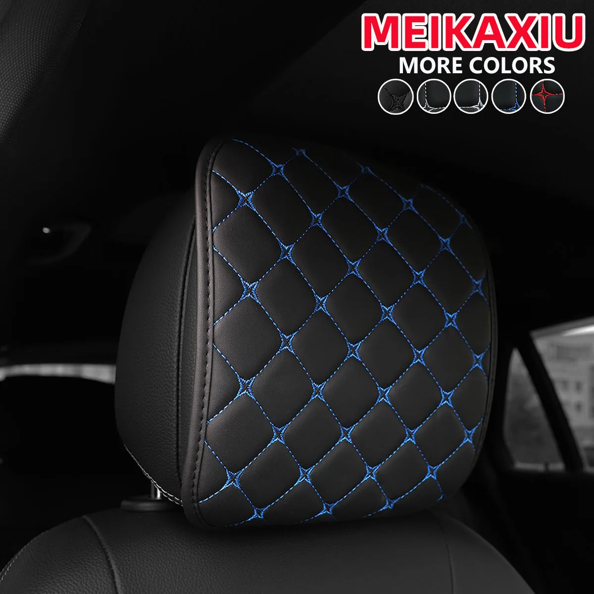 1 leather stereoscopic embroidered car head hat with headrest and headrest with headrest for car upholstery can be separated