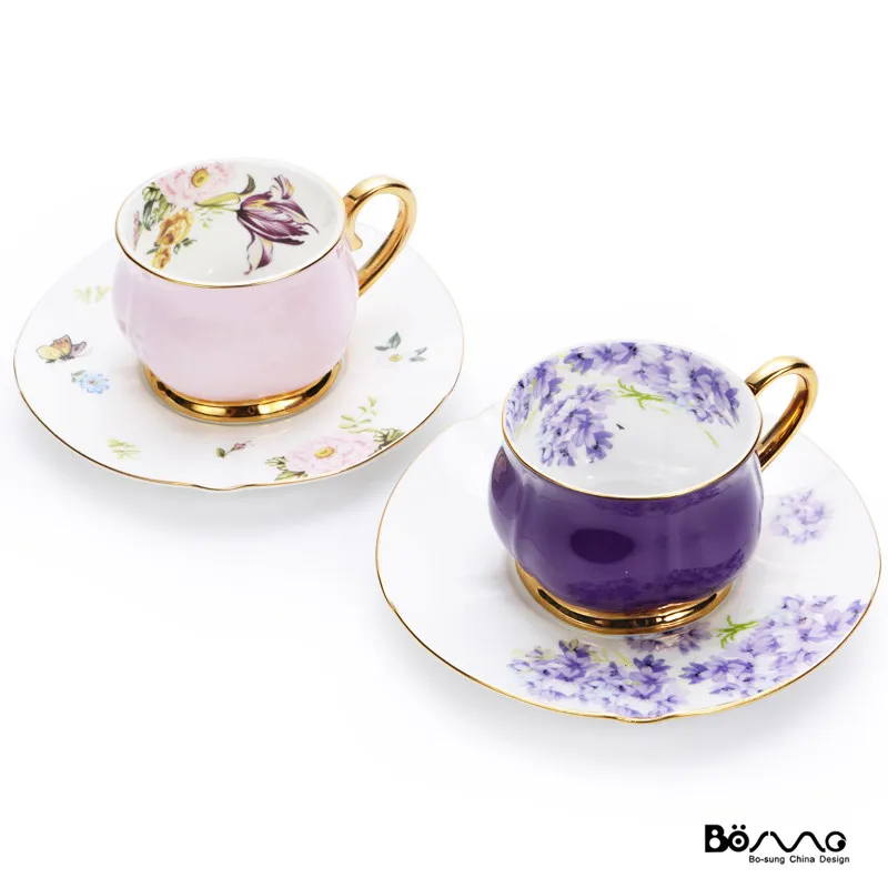 Italian handmade restaurant filter coffee cup mid-range bone china couple pink purple set gift box ceramic home use