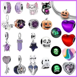 2024 New in Hot Sale Original Charm Beads Fit Pandora Bracelet For Women 925 Silver Glow Discoloration Pendant Bead Jewelry Gift