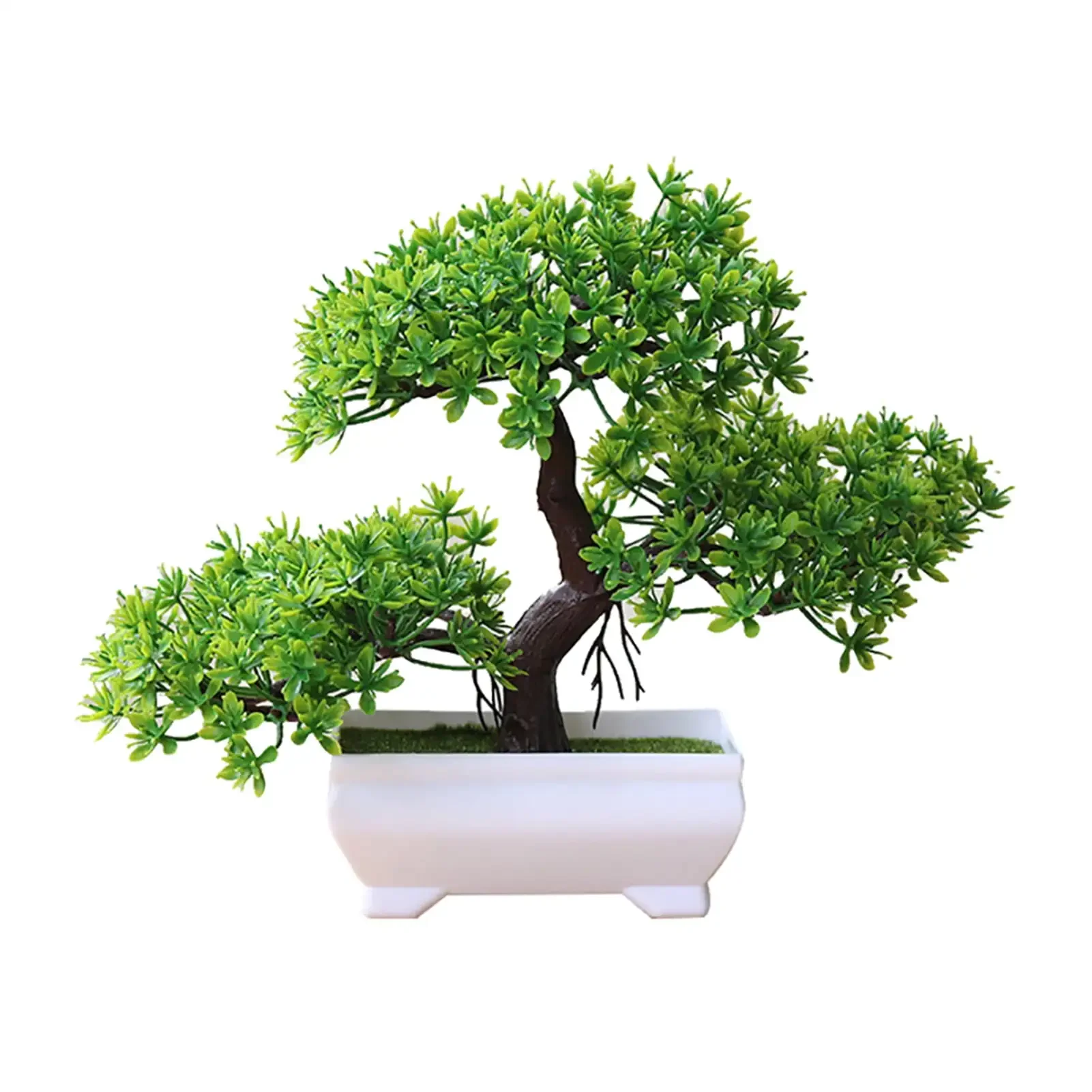 Creative Green Artificial Plant Tree Bonsai Fake Plant in Pot,   Realistic Plant Plastic Planter Home Office Desk Decorations