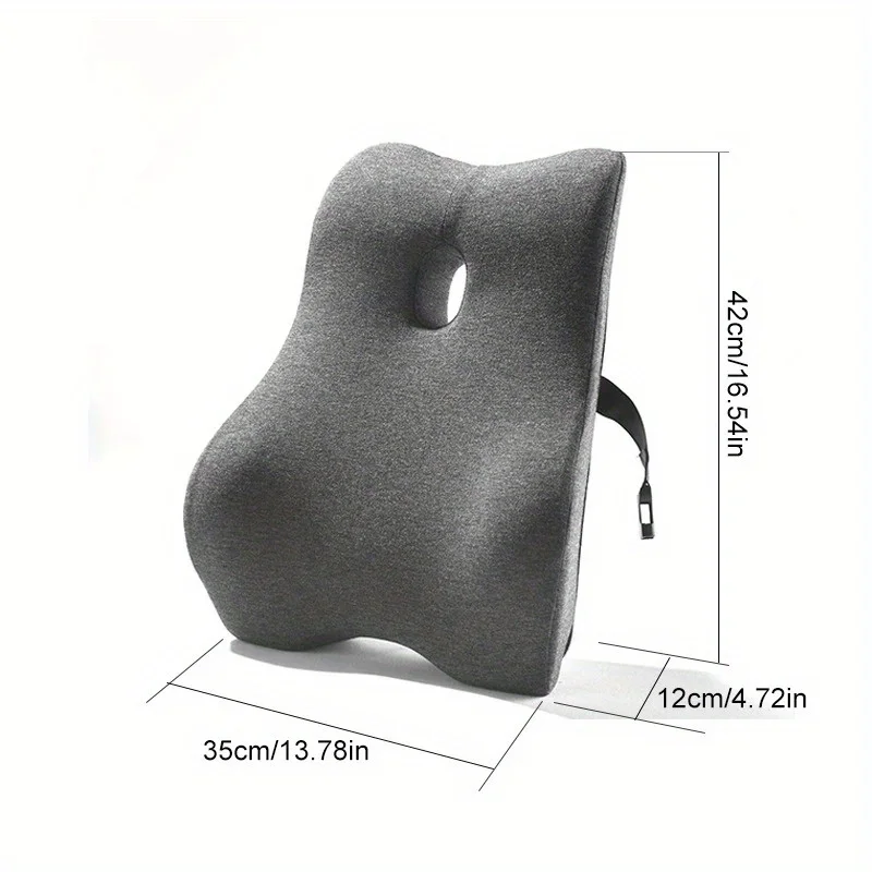 

1pc Ergonomic Lumbar Support Pillow, Memory Foam 4D Curved Cushion, Breathable Polyester, Office Chair Backrest Pad