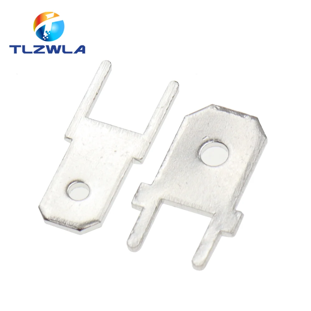 100 pz 6.3MM 4.8MM inserti spina terminale maschio 250 PCB capocorda a saldare spessore 0.8 due gambe, foglio di saldatura PCB