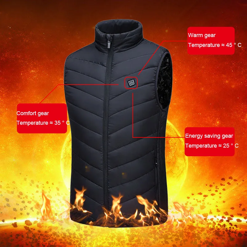 Men Self Heating Vest Women Winter Warm Outdoor USB Charging Electric Heating Jacket 9 Heated Zones(Battery Not Included) 8 Hour