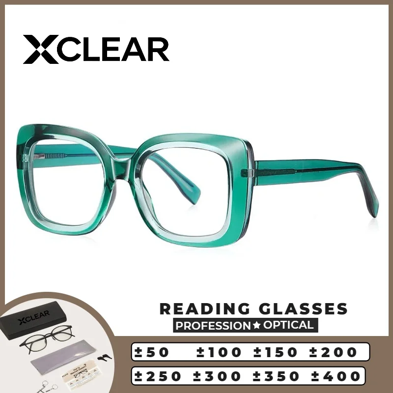 

Xclear New Design Trendy Full Rim Rectangle Reading Woman Glasses Anti Blue Ray HD Progressive Prescription Optical Eyewear