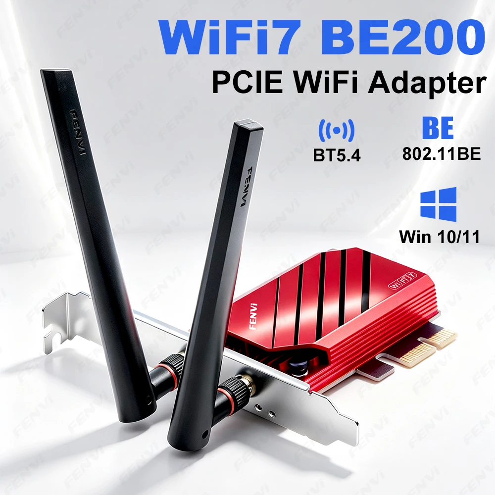 FENVI WiFi 7 BE200 BT5.4 PCI-E Wifi Adapter 802.11BE 8774Mbps 2.4G/5G/6GHz Ethernet Adapter Wireless Network Card For Win 10/11