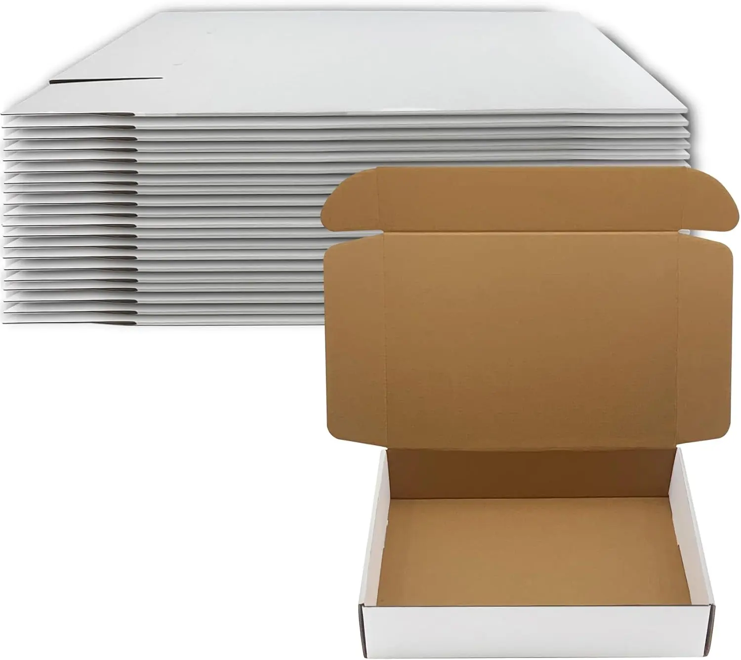 

Set of 20 White Corrugated Cardboard Boxes, 14x10x3 Inch for Shipping, Packaging, and Gift Giving