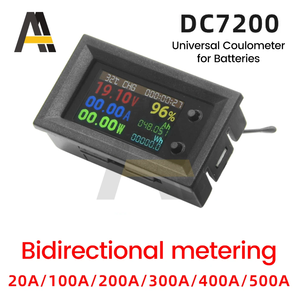 Bidirectional Coulomb Meter DC7-200V 20A 100A 200A 300A Voltage Current Power Capacity Electricity Temperature Time  Tester