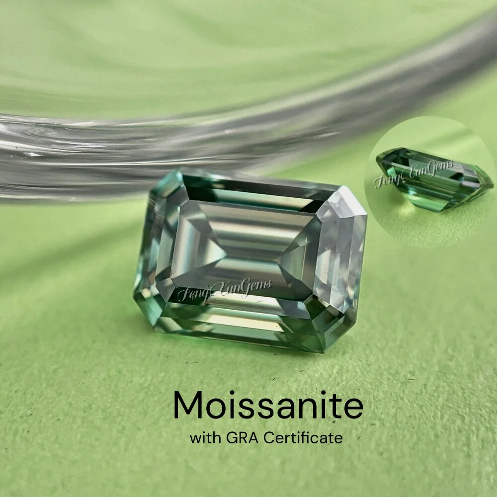 

Charm Loose Moissanite Emerald Cut Clarity vvs1 0.5~10ct Primary Color Green Fine Lab Gemstones with GRA Certificate