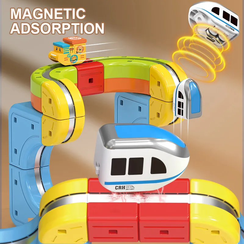 2026 NEW Electric Magnetic Track Set with Anti-Gravity Vehicles 100+ Piece STEM Building Toy Creative DIY Railway Model Gifts