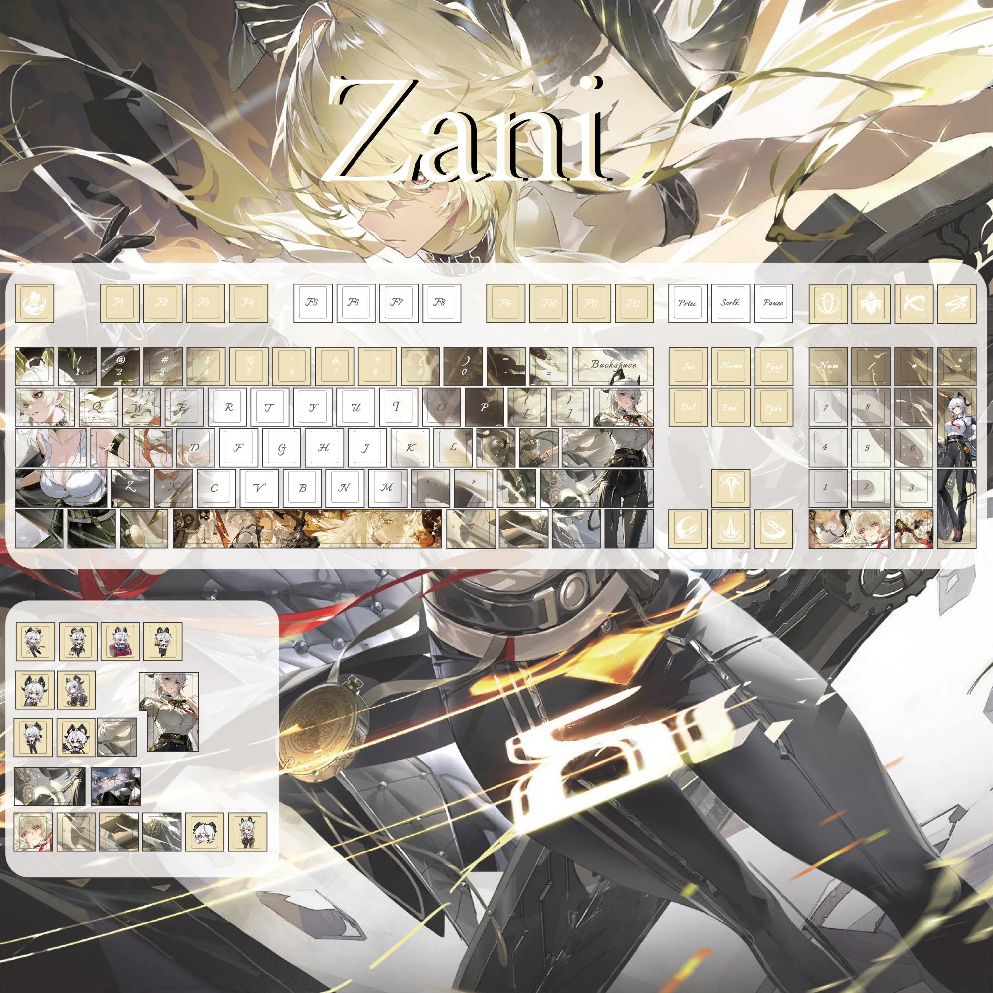 

Колпачки для клавиш Wuthering Waves в стиле аниме Cherry Profile Zani Theme PBT Dye Sublimation Keycap для механической игровой клавиатуры, аксессуары