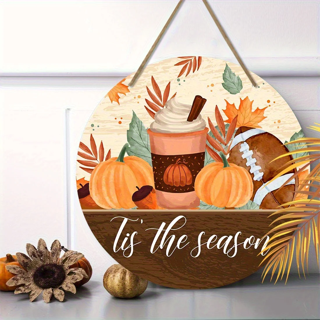 2D Flat, 1pc, Retro Wooden Circular Sign, 7.9 Inches/20 Centimeters, 