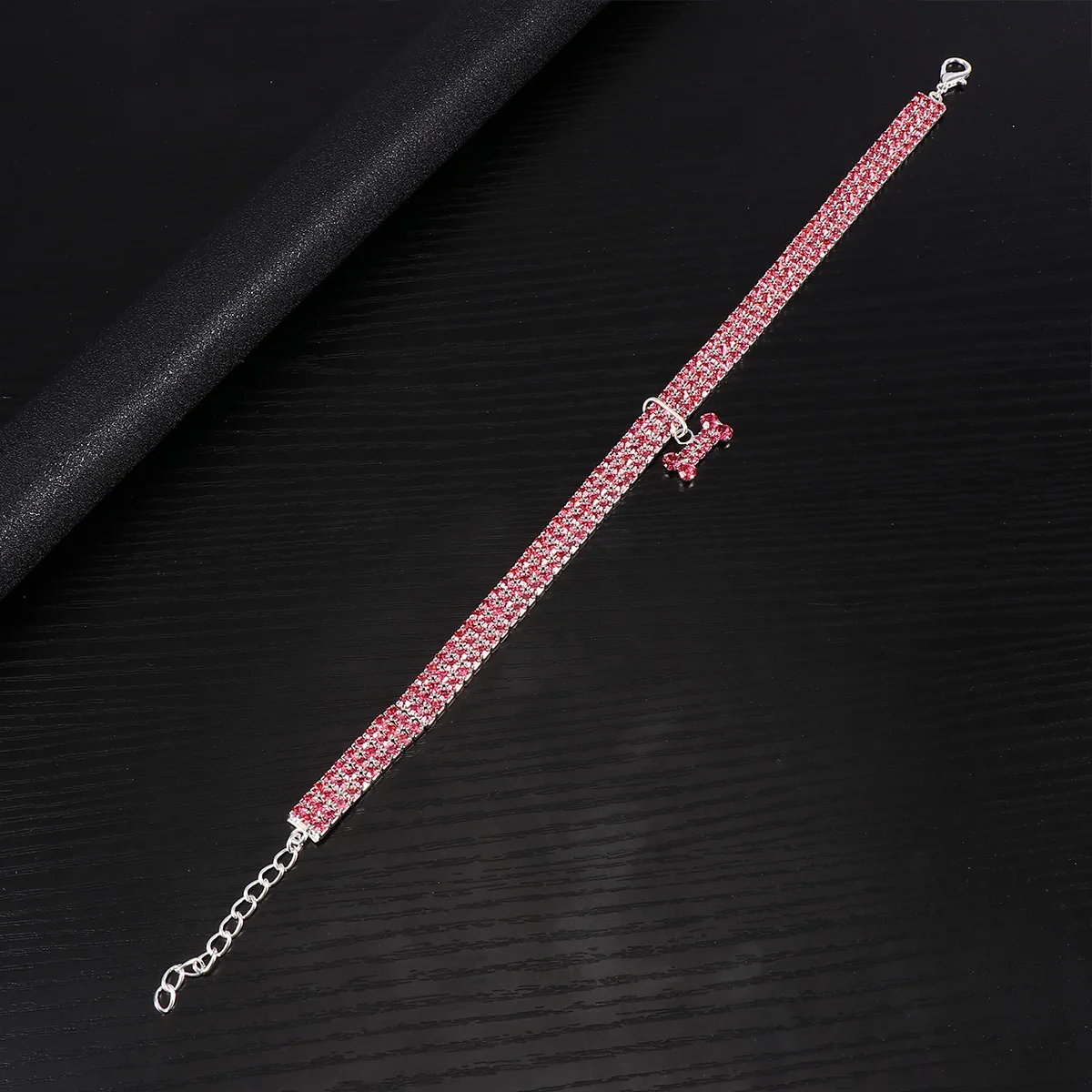 

Dog Collar Rhinestone Necklace Adjustable Size Accessories Pink Puppy Collars Small
