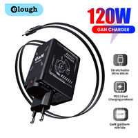 120W GaN Fast Charging Phone Charger With Type C/Lighting Retractable Cable For Iphone 16 15 Samsung Foldable pins Charger