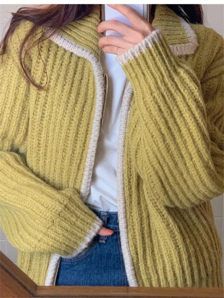Colorfaith SWC7000JX New 2024 Vintage Elegant Lady Chic Wild Korean Fashion Knitting Cardigans Women Autumn Winter Sweaters Tops