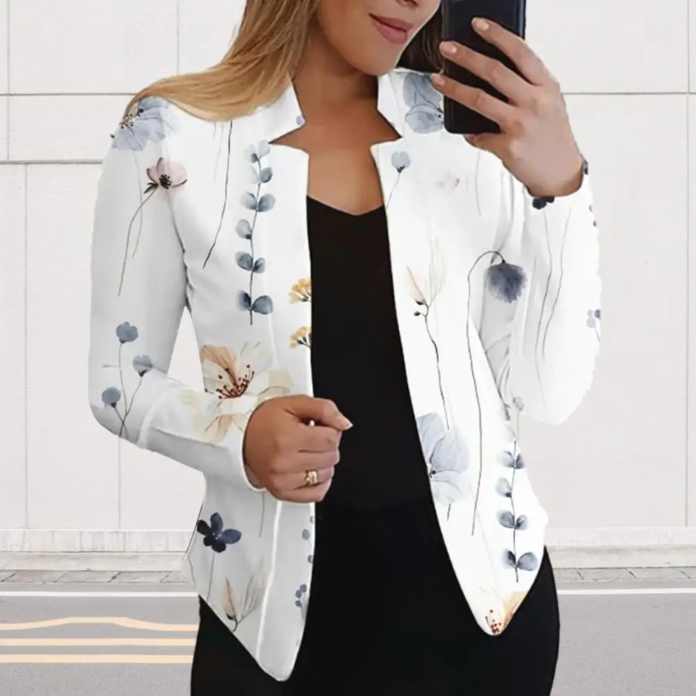 Ladies' basic suit jacket is very versatile, and the plant print is more advanced.