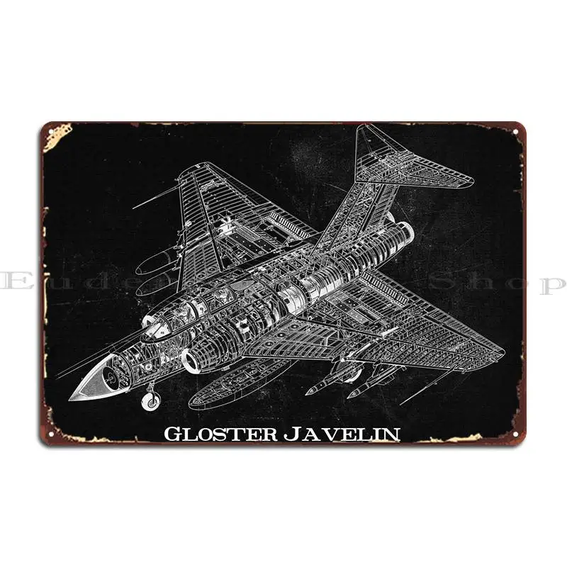 Gloster Javelin Metal Plaque Wall Mural Garage Designer Decoration Create Tin Sign Poster