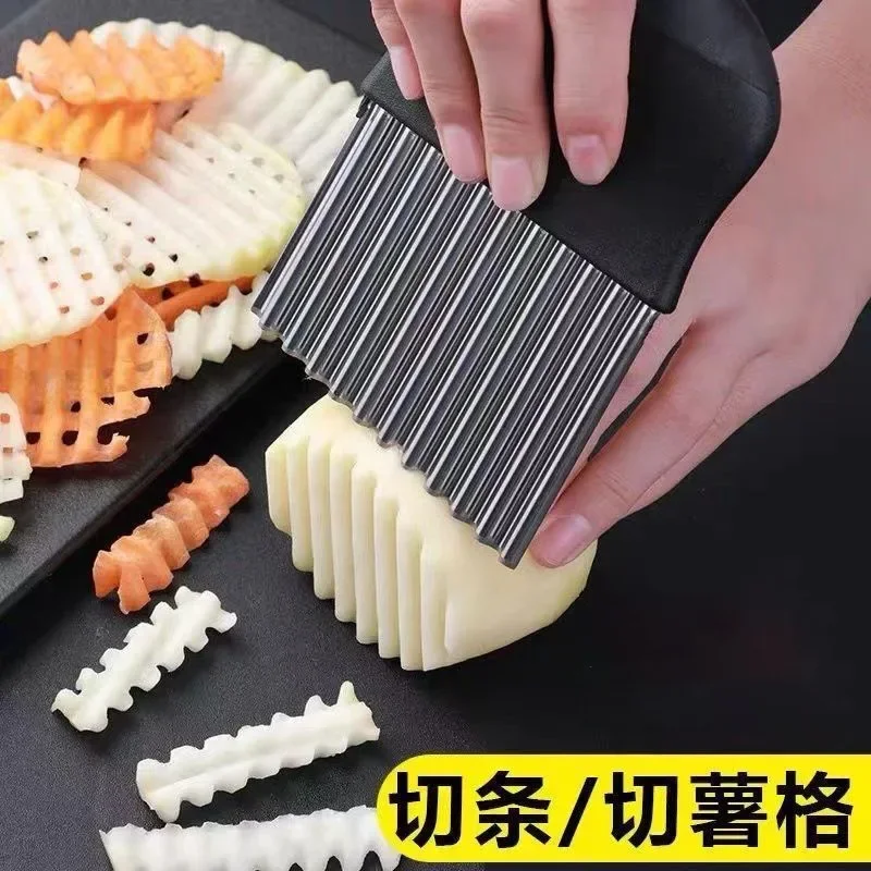 Edelstahl-Kartoffelchip-Schneider, Wellenschneider für Teig, Gemüse und Obst, Küchenmesser, Pommes-Frites-Zubereiter, Küchenhelfer