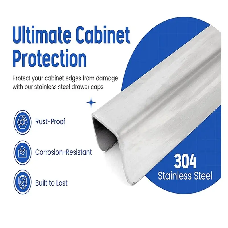 غطاء درج EYFL-حماية من الفولاذ المقاوم للصدأ لحواف الخزانة وتجنب الضرر يناسب الأبواب والأدراج بسمك 3/4 بوصة أو أرق 11 I