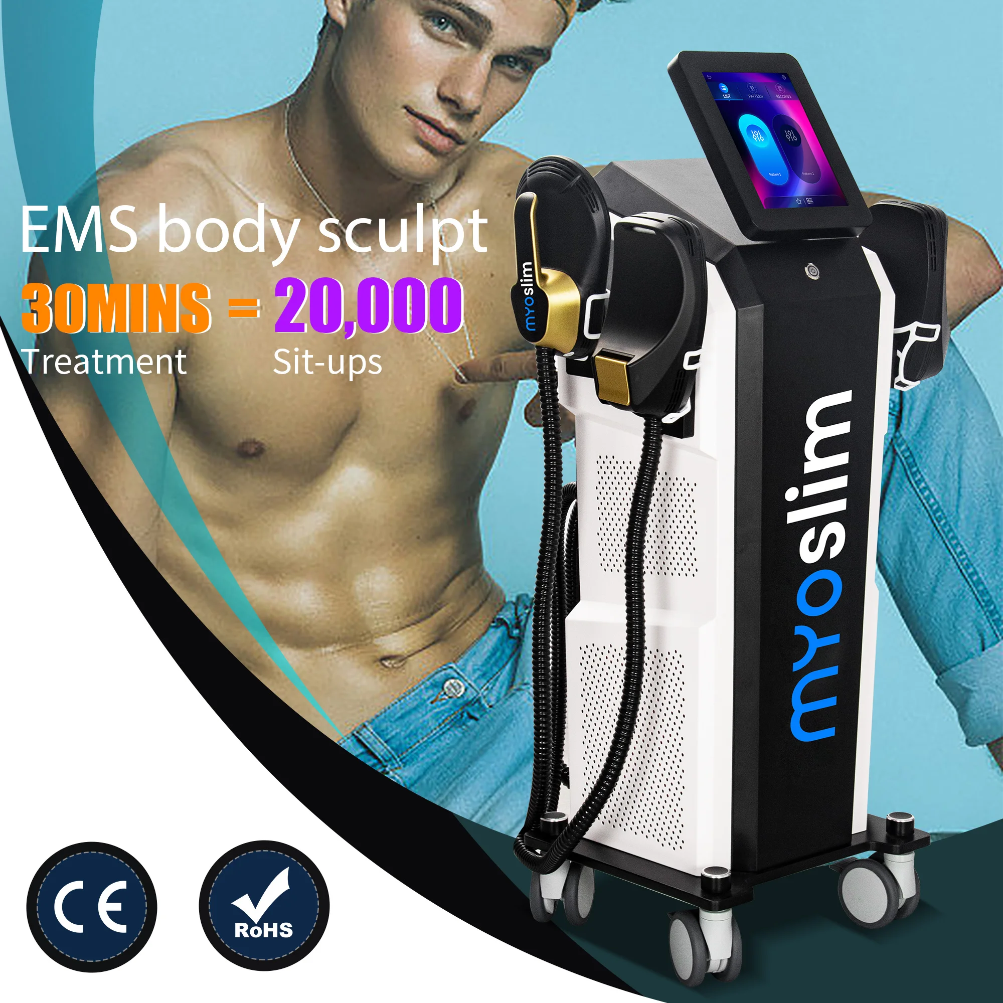 

Myoslim Professional EMS 6500W 15Tesla Slimming 200HZ RF Machine Body Sculpting Fat Burning EMS Beauty Equipment ﻿